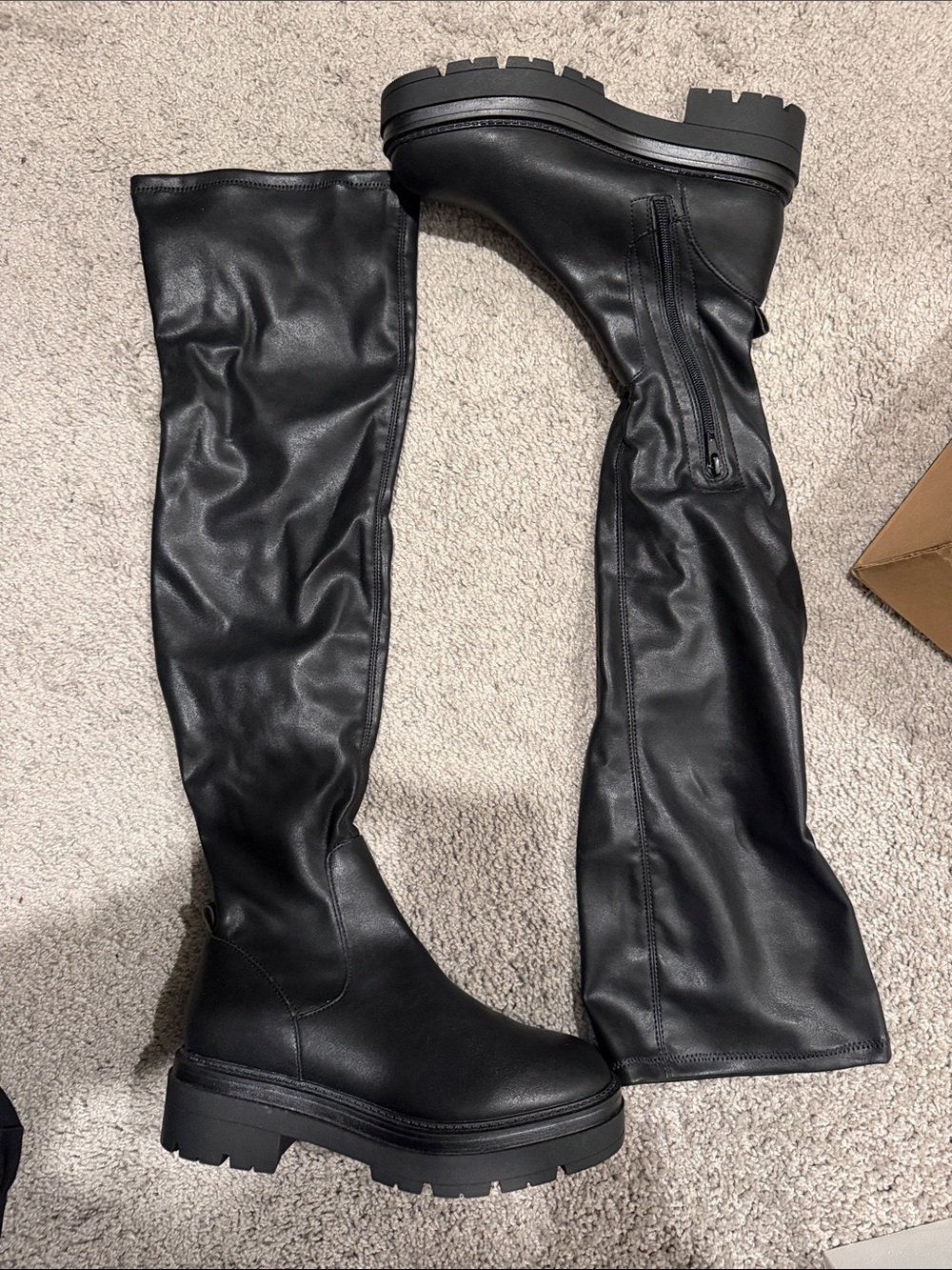Steve Madden Black Over-The-Knee Lug Sole Boots